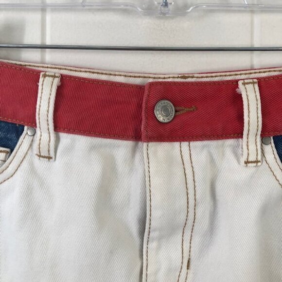 PacSun Womens Denim Skirt Color Block Distressed with Pockets Size 25 - Picture 4 of 13